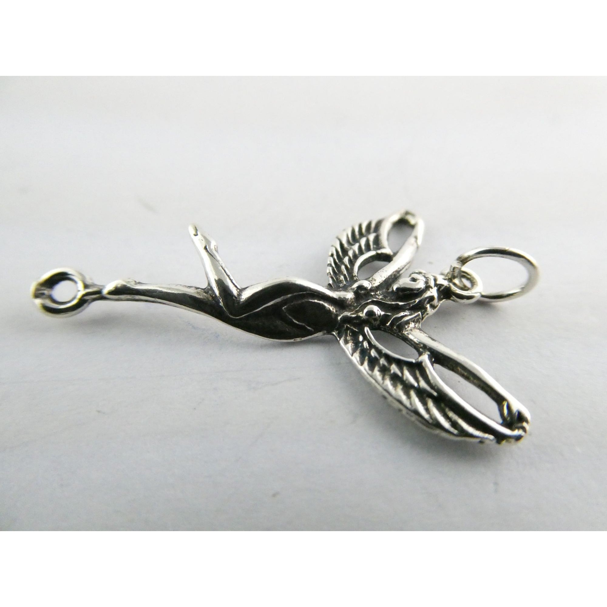 Sterling Silver Reclaimed Fairy Charm Pendant 1.5g 30mm Length