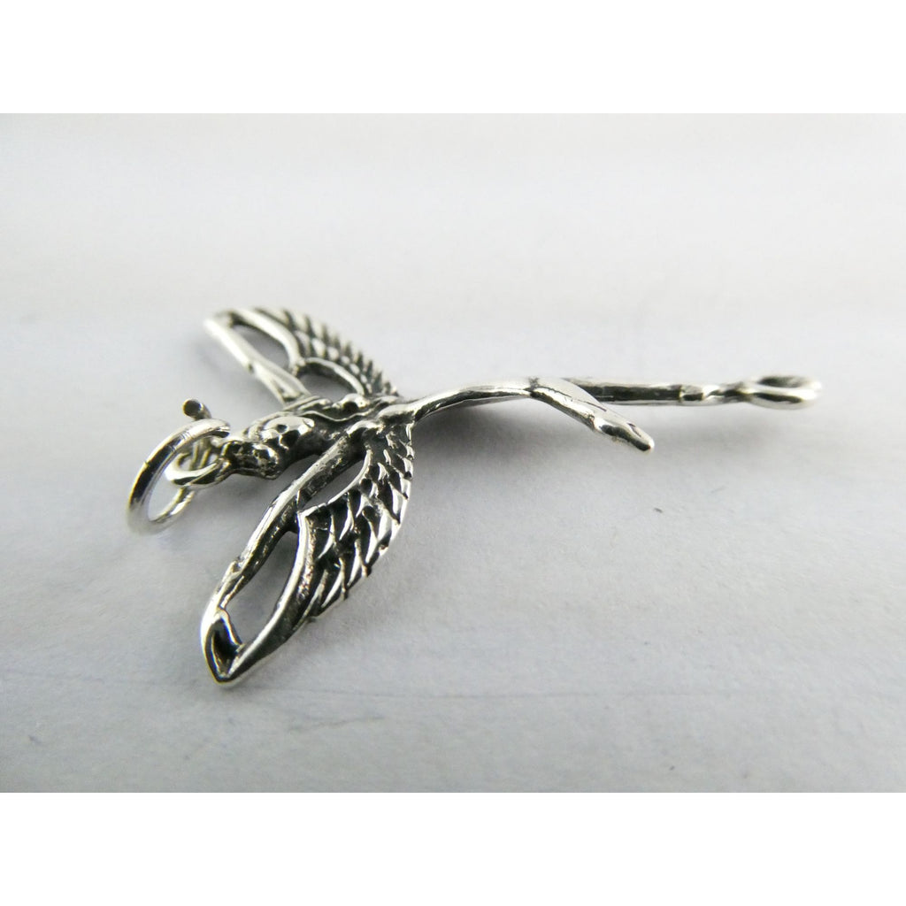 Sterling Silver Reclaimed Fairy Charm Pendant 1.5g 30mm Length