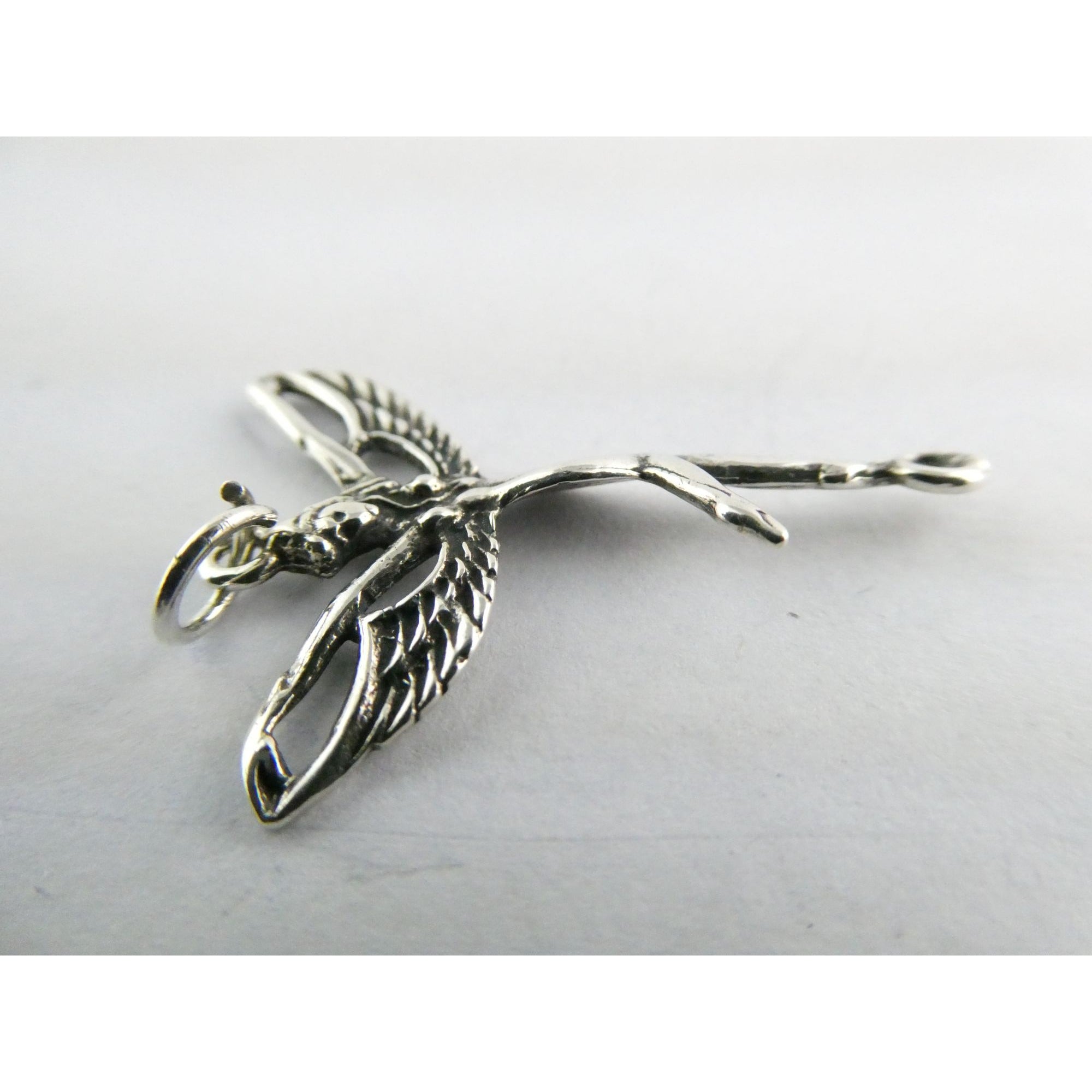 Sterling Silver Reclaimed Fairy Charm Pendant 1.5g 30mm Length