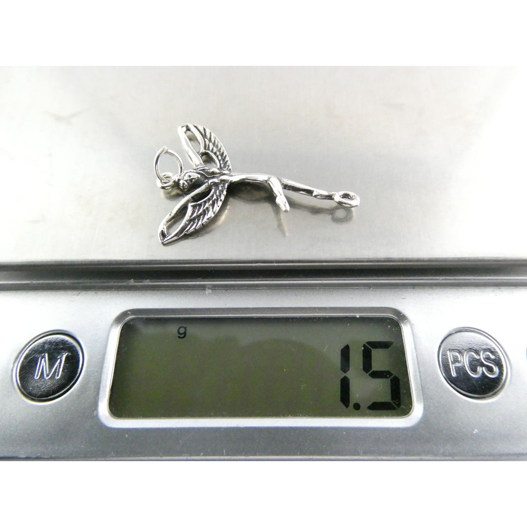 Sterling Silver Reclaimed Fairy Charm Pendant 1.5g 30mm Length