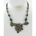 Vintage Peruzzi Boston Sterling Silver Green Onyx Grape Vine Necklace 925 16 In