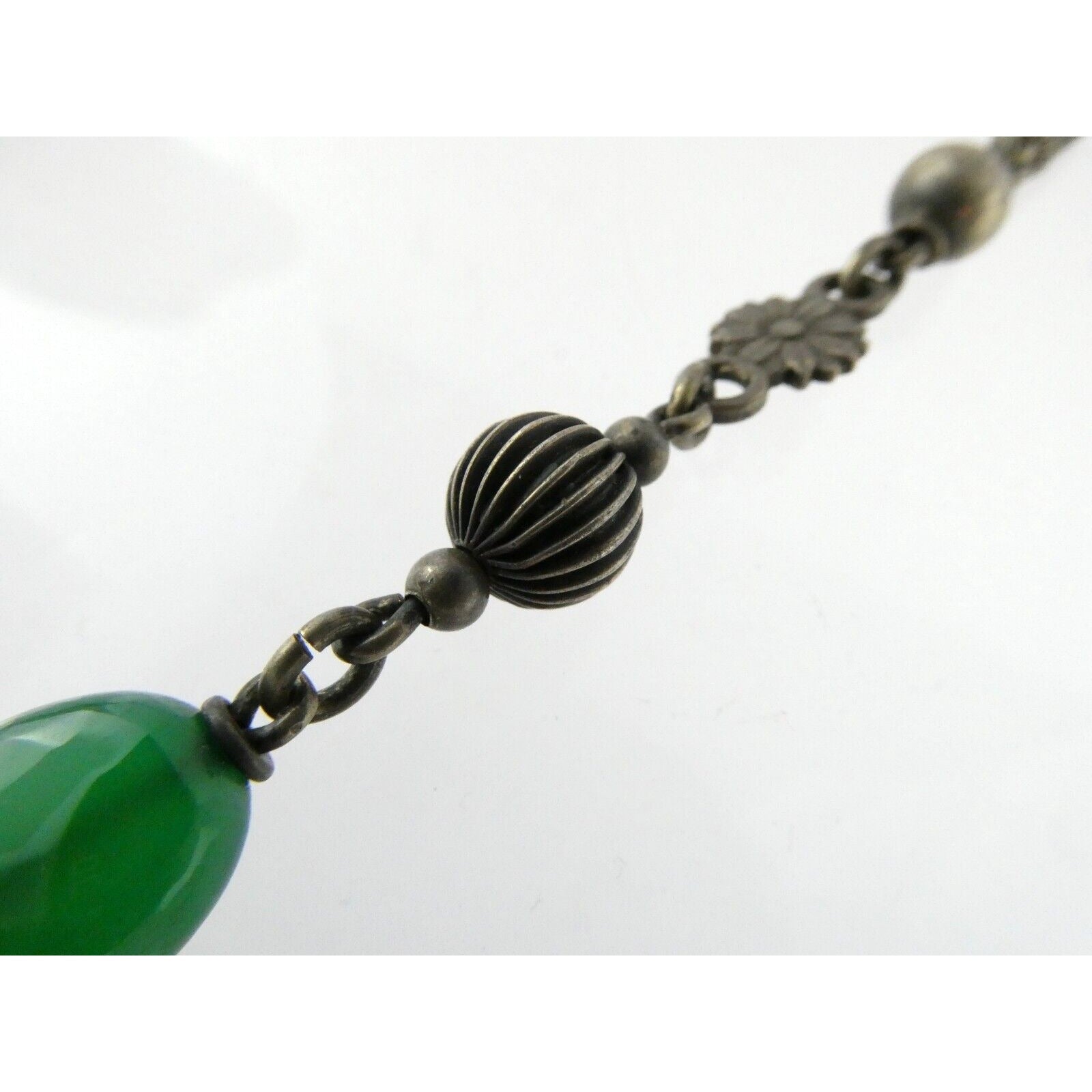 Vintage Peruzzi Boston Sterling Silver Green Onyx Grape Vine Necklace 925 16 In