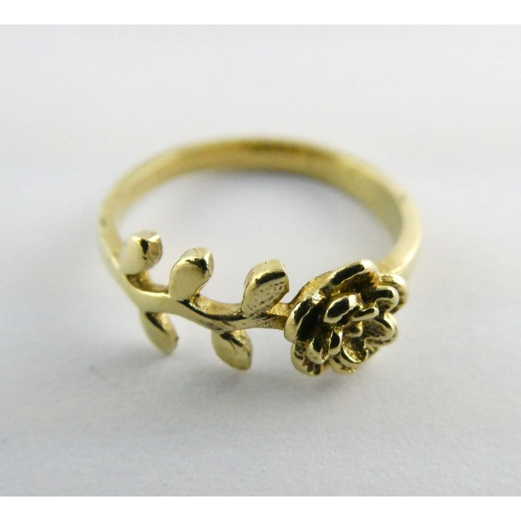 NEW Gold Plated Rose Flower Figural Band Ring Size 5.5 Weighs 1.6g