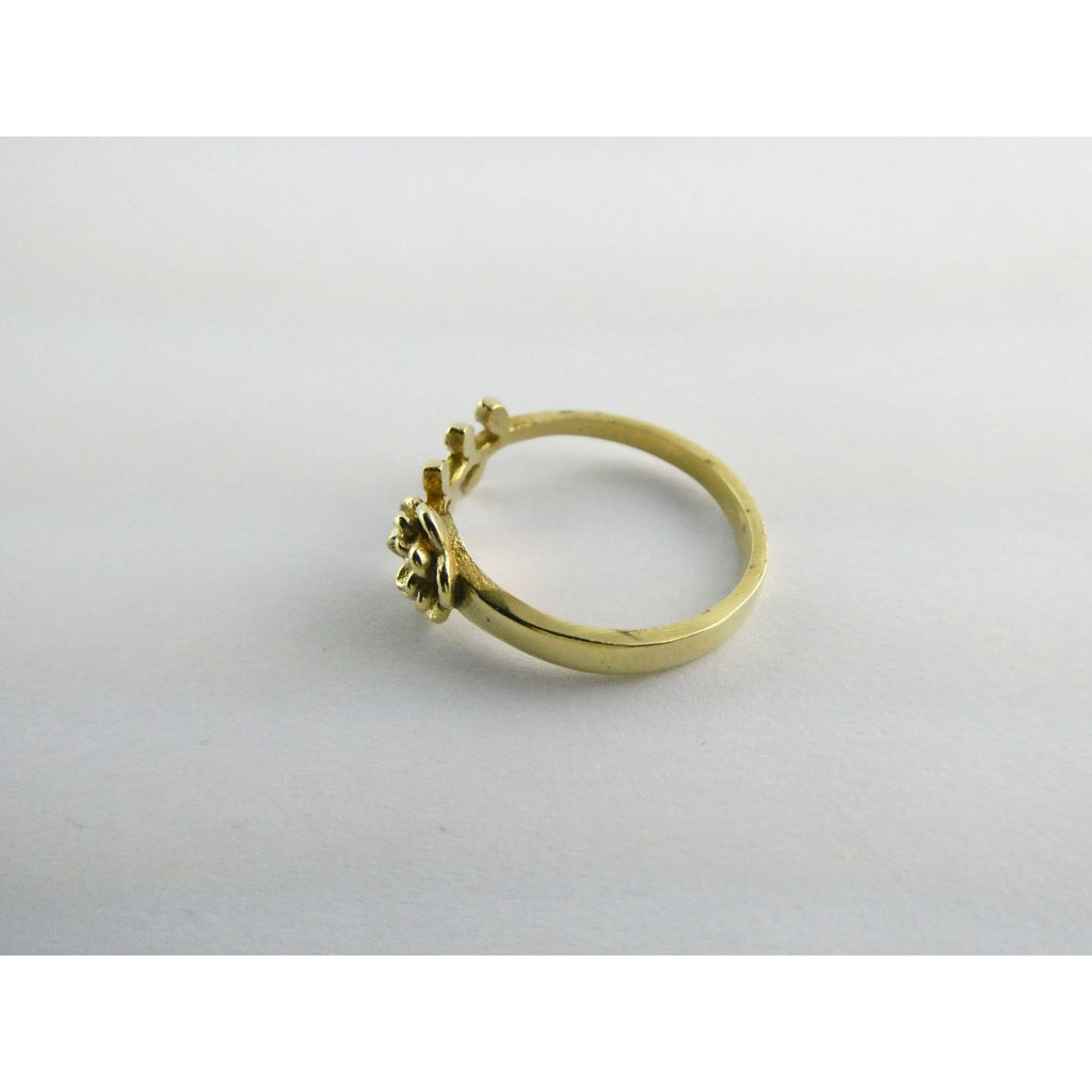 NEW Gold Plated Rose Flower Figural Band Ring Size 5.5 Weighs 1.6g