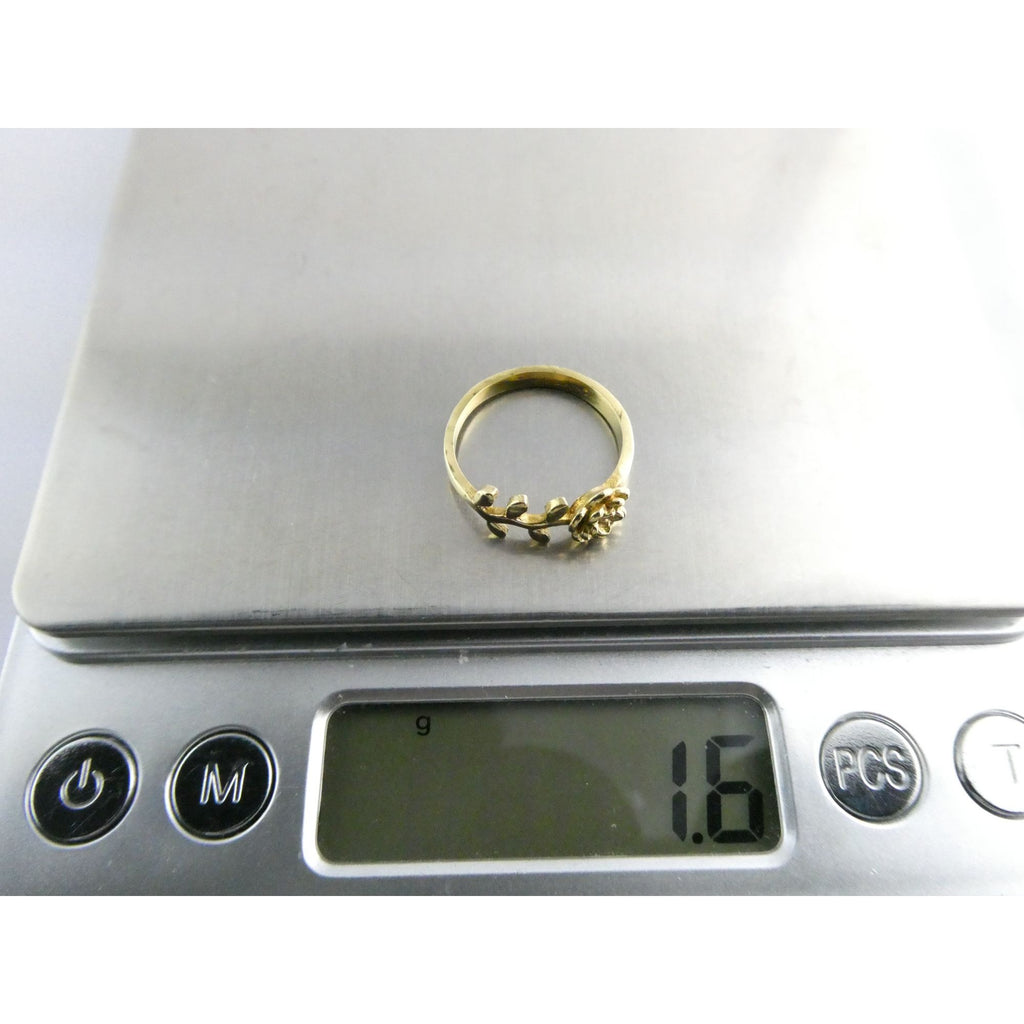 NEW Gold Plated Rose Flower Figural Band Ring Size 5.5 Weighs 1.6g