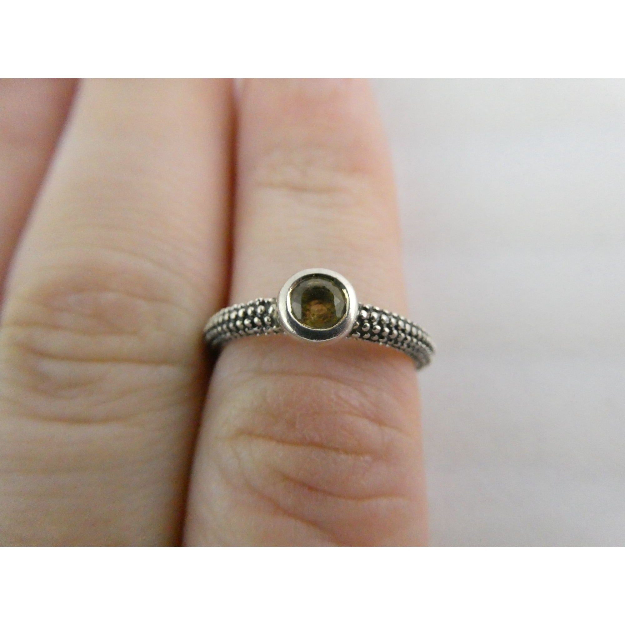T&C Town And Country Sterling Silver 14k Gold Citrine Stacking Ring Size 6 1.8g