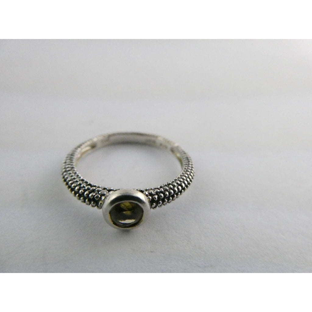 T&C Town And Country Sterling Silver 14k Gold Citrine Stacking Ring Size 6 1.8g