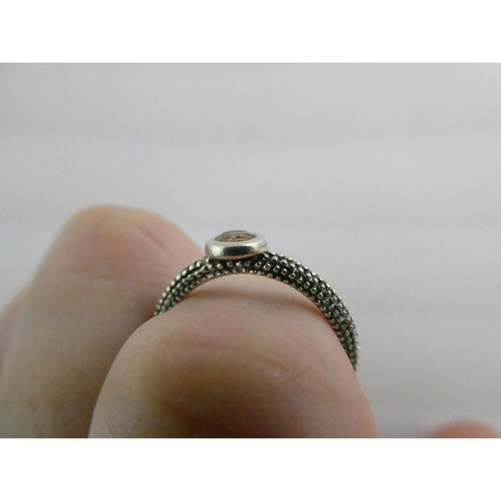 T&C Town And Country Sterling Silver 14k Gold Citrine Stacking Ring Size 6 1.8g