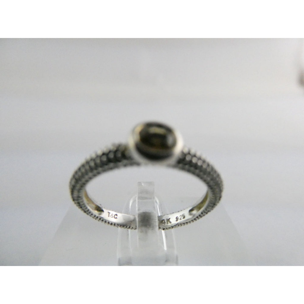 T&C Town And Country Sterling Silver 14k Gold Citrine Stacking Ring Size 6 1.8g