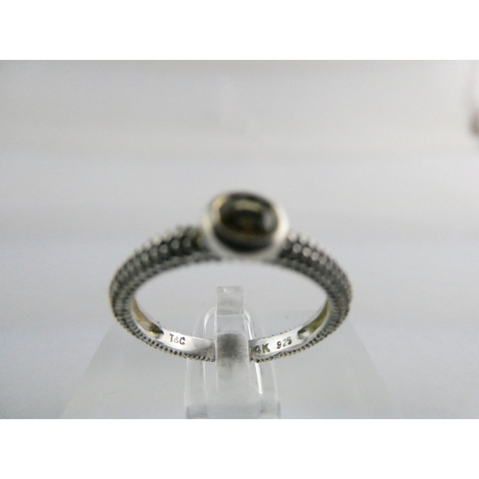 T&C Town And Country Sterling Silver 14k Gold Citrine Stacking Ring Size 6 1.8g
