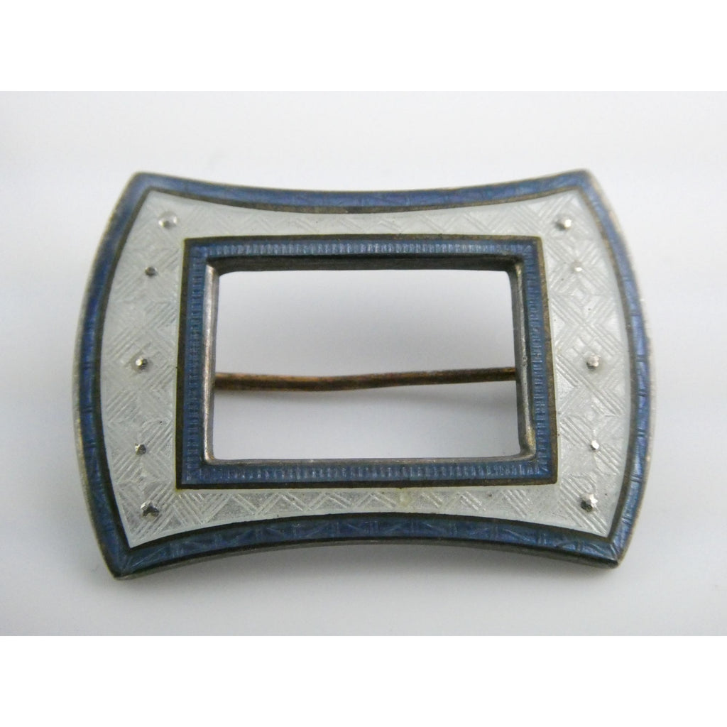 Antique Watson Company Sterling Silver Guilloche Enamel Ribbon Sash Pin 7g 34mm