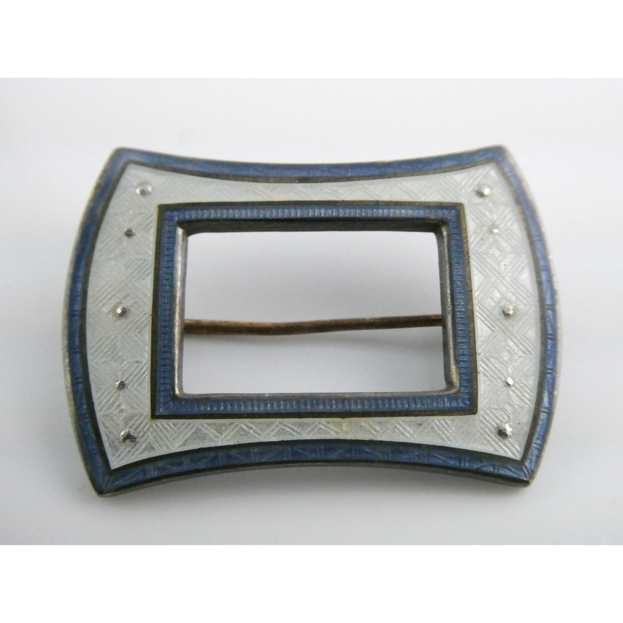 Antique Watson Company Sterling Silver Guilloche Enamel Ribbon Sash Pin 7g 34mm