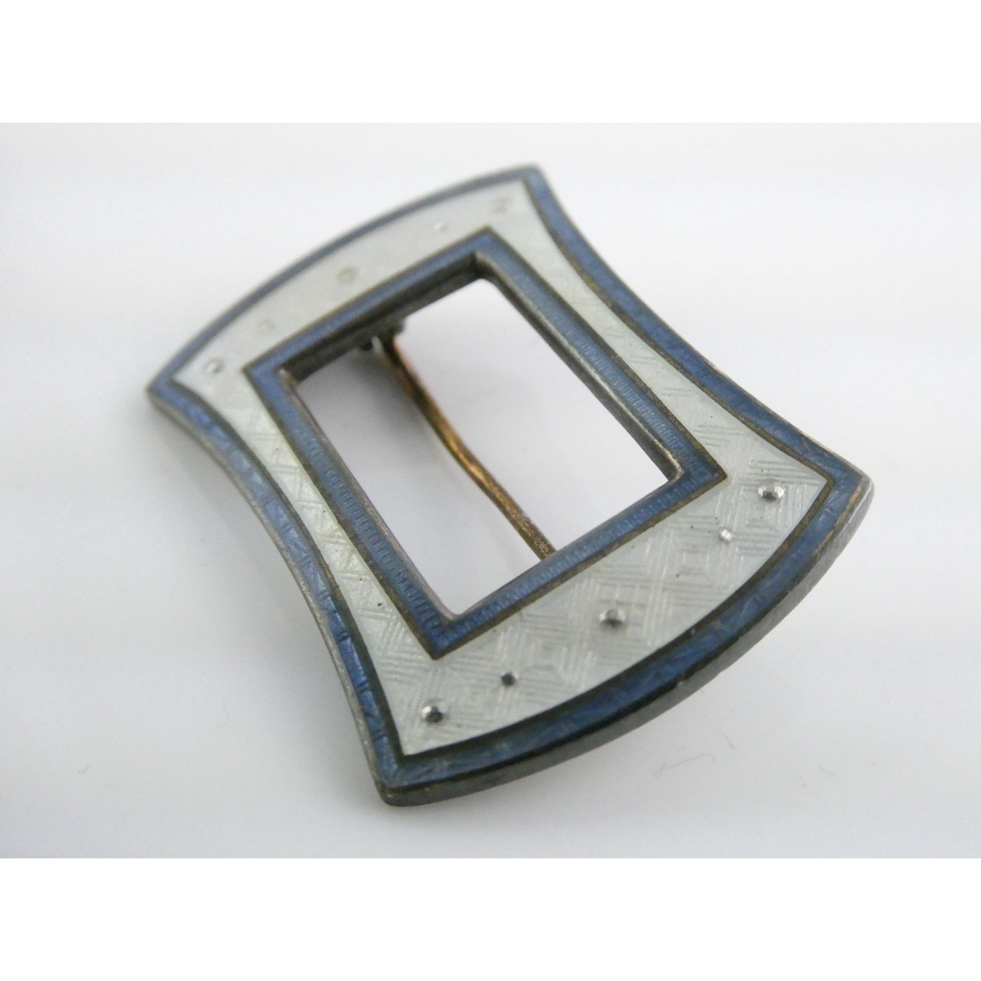 Antique Watson Company Sterling Silver Guilloche Enamel Ribbon Sash Pin 7g 34mm