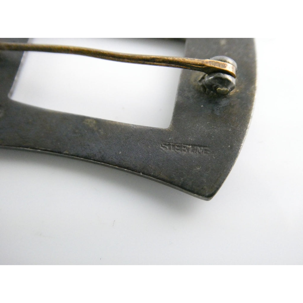 Antique Watson Company Sterling Silver Guilloche Enamel Ribbon Sash Pin 7g 34mm