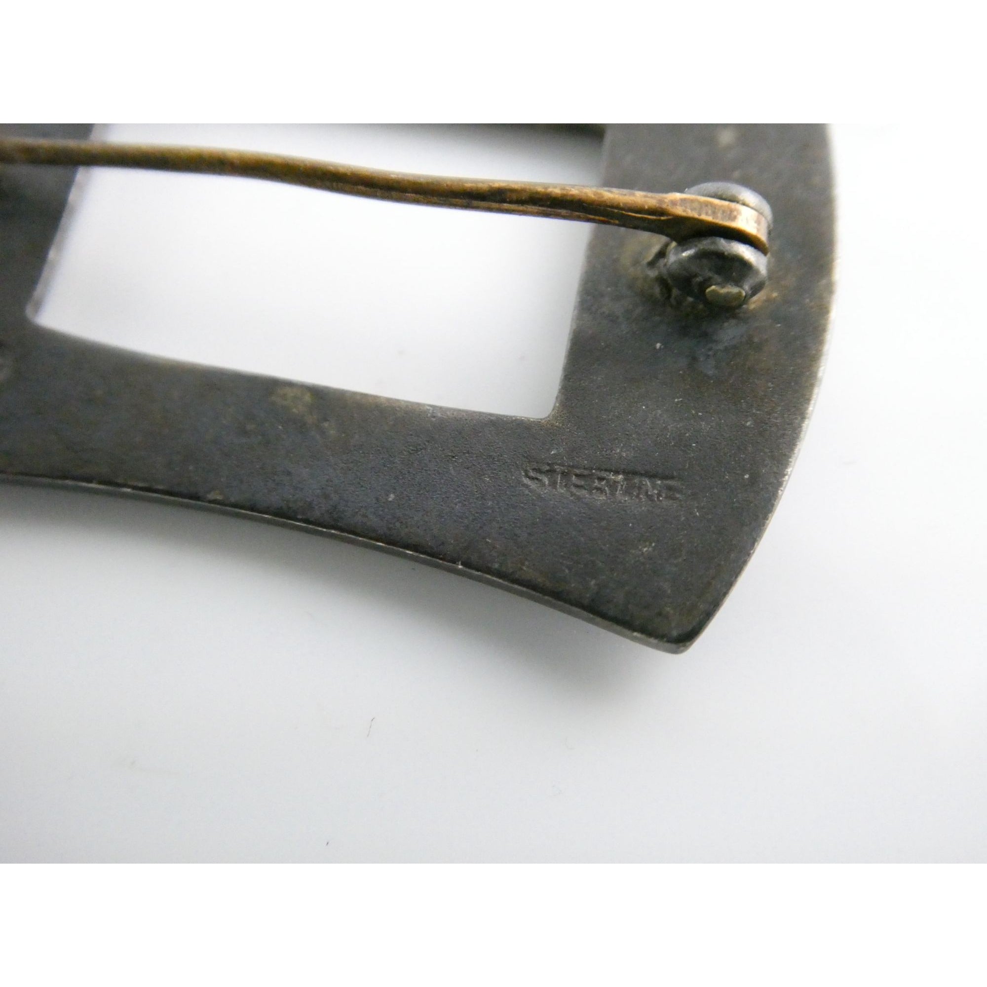 Antique Watson Company Sterling Silver Guilloche Enamel Ribbon Sash Pin 7g 34mm