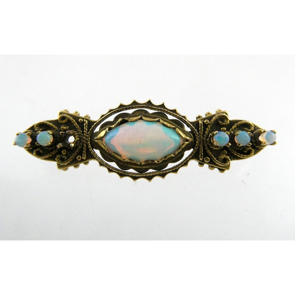 Antique 1920s 14k Yellow Gold Victorian Revival Opal Pin Brooch 6.2g 1 MISSING