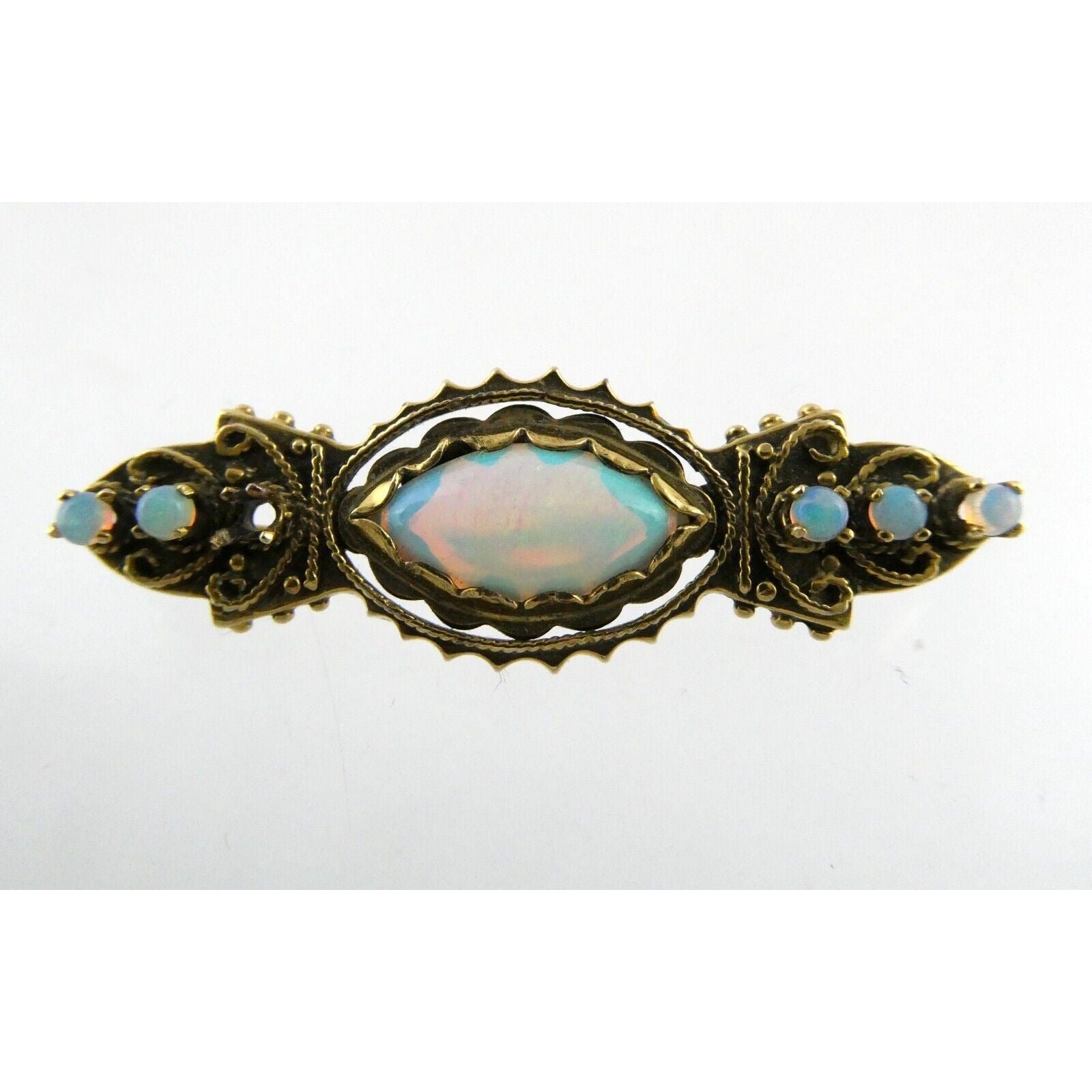 Antique 1920s 14k Yellow Gold Victorian Revival Opal Pin Brooch 6.2g 1 MISSING