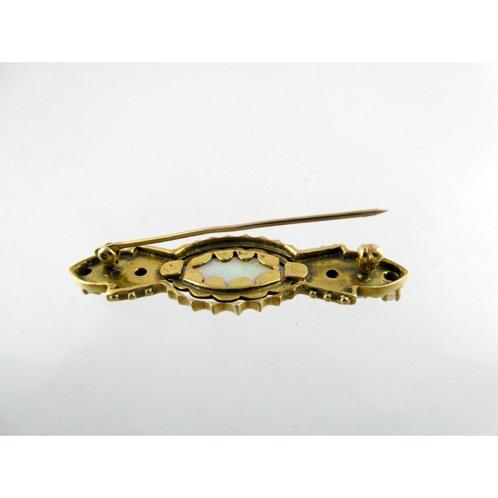 Antique 1920s 14k Yellow Gold Victorian Revival Opal Pin Brooch 6.2g 1 MISSING