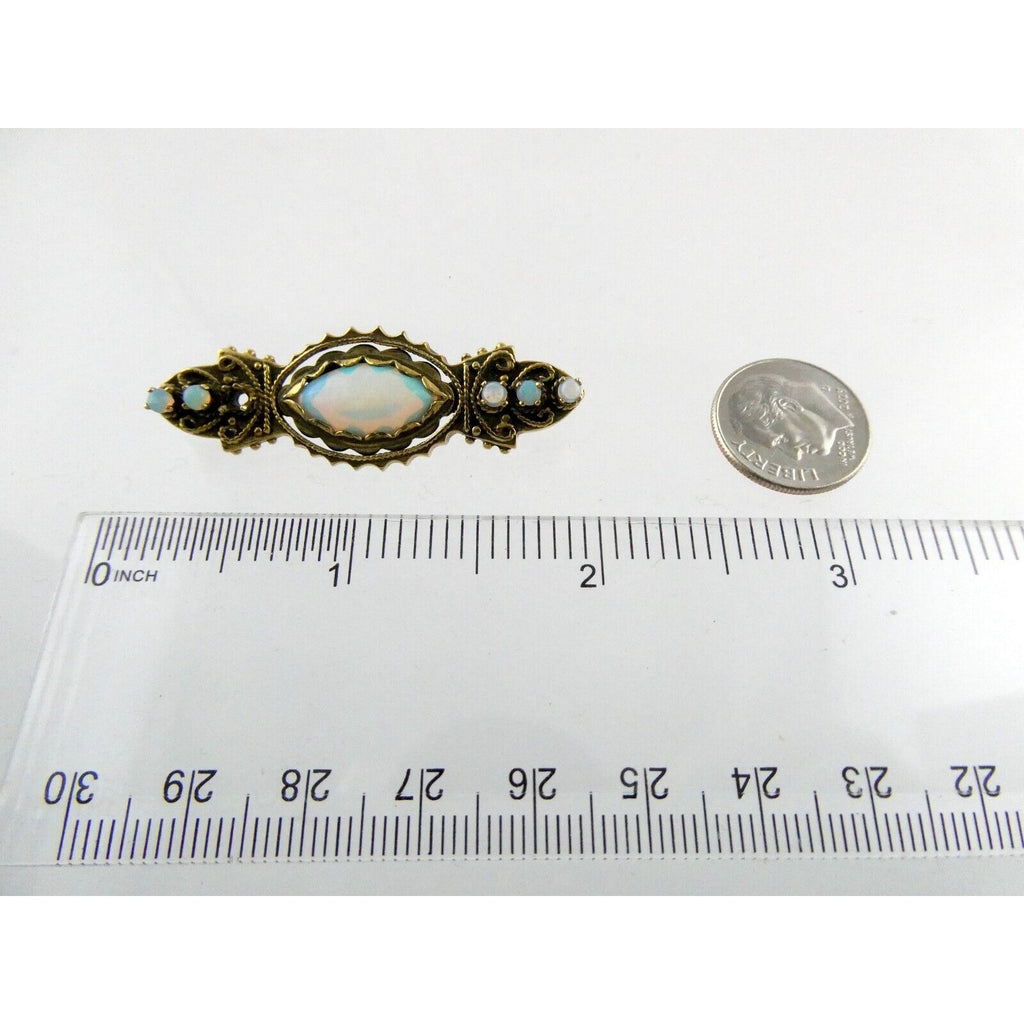 Antique 1920s 14k Yellow Gold Victorian Revival Opal Pin Brooch 6.2g 1 MISSING