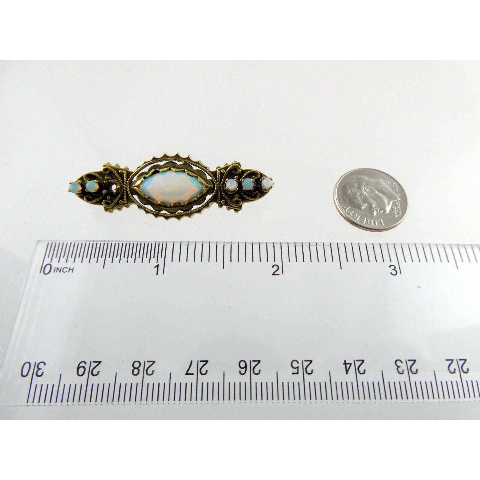 Antique 1920s 14k Yellow Gold Victorian Revival Opal Pin Brooch 6.2g 1 MISSING