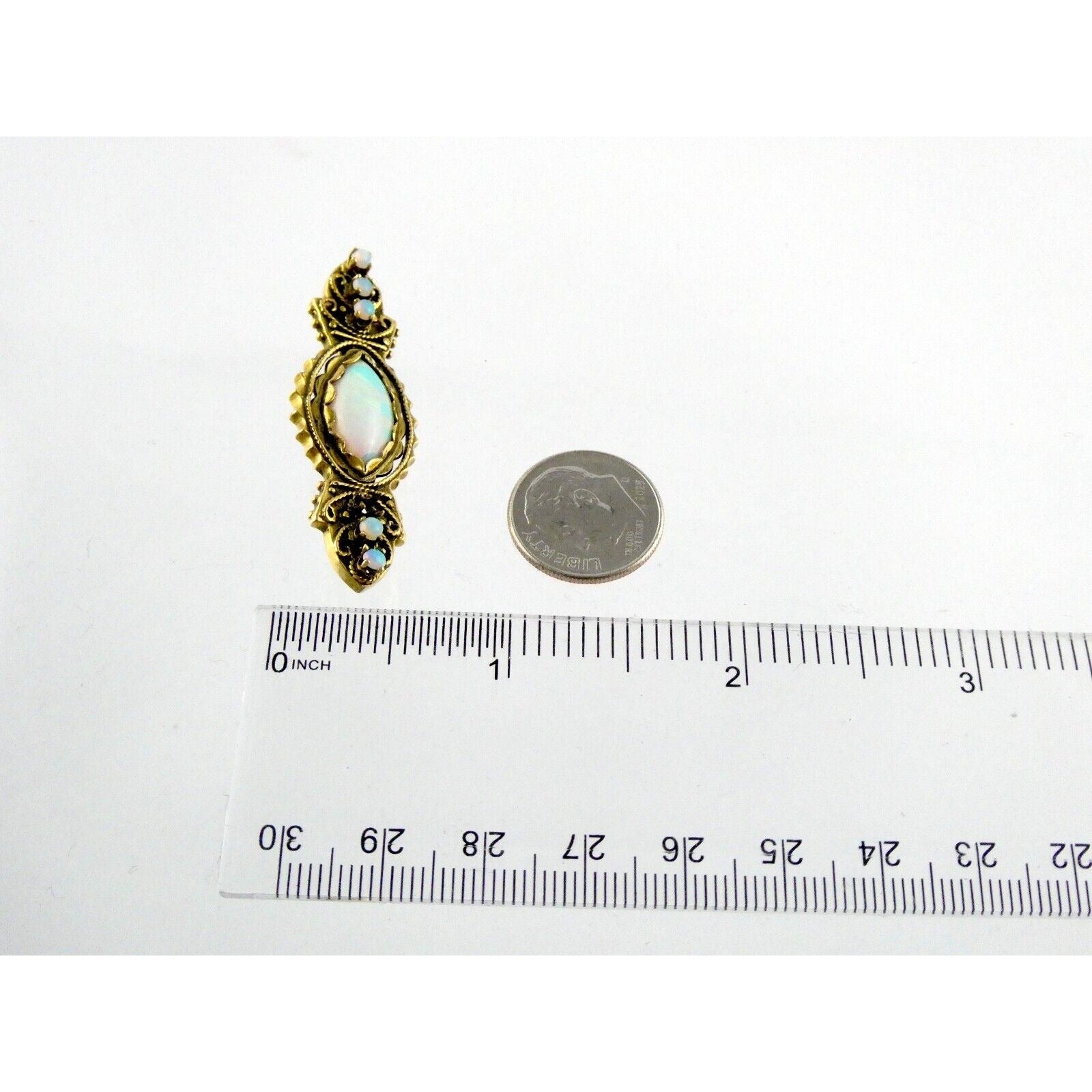 Antique 1920s 14k Yellow Gold Victorian Revival Opal Pin Brooch 6.2g 1 MISSING