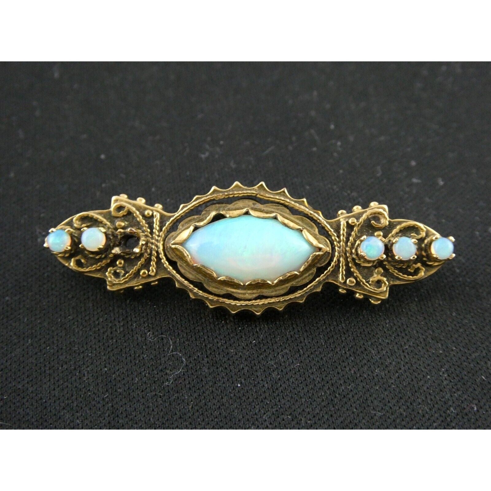 Antique 1920s 14k Yellow Gold Victorian Revival Opal Pin Brooch 6.2g 1 MISSING