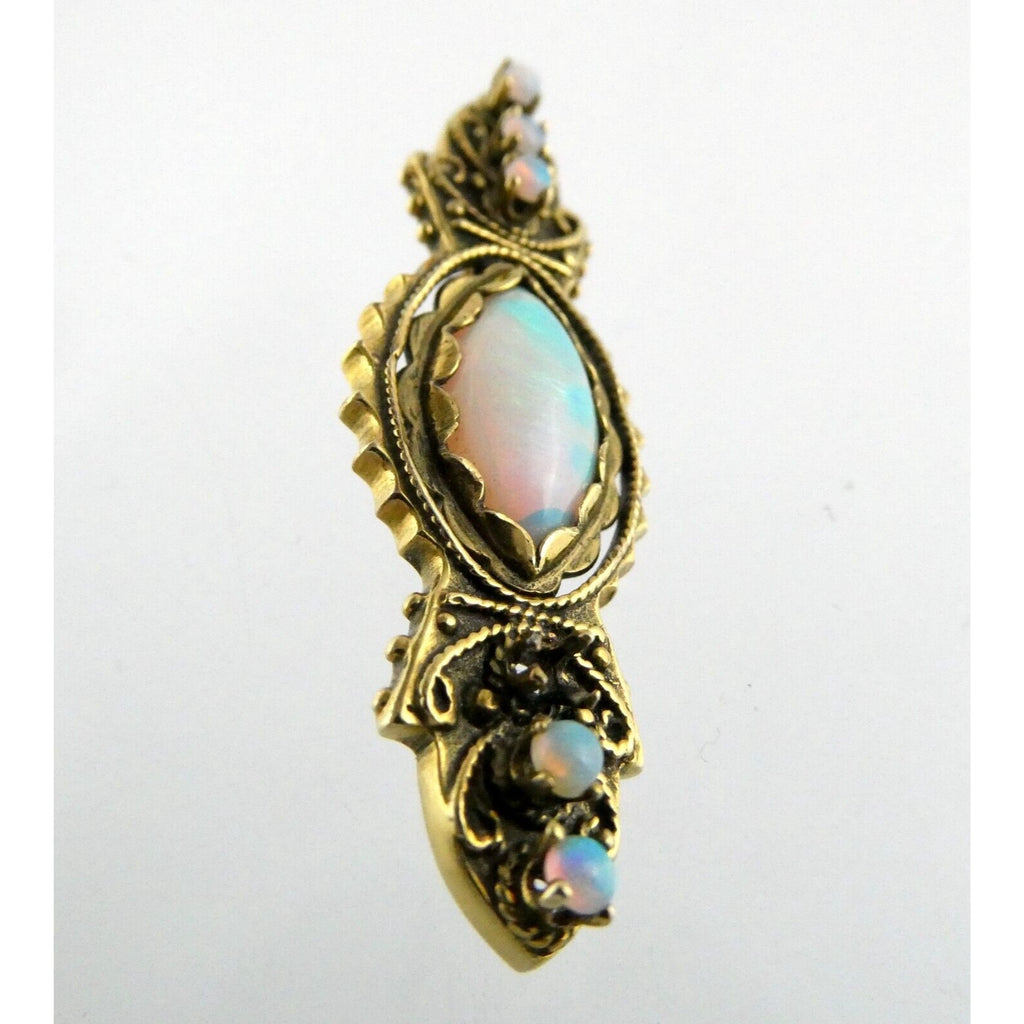 Antique 1920s 14k Yellow Gold Victorian Revival Opal Pin Brooch 6.2g 1 MISSING
