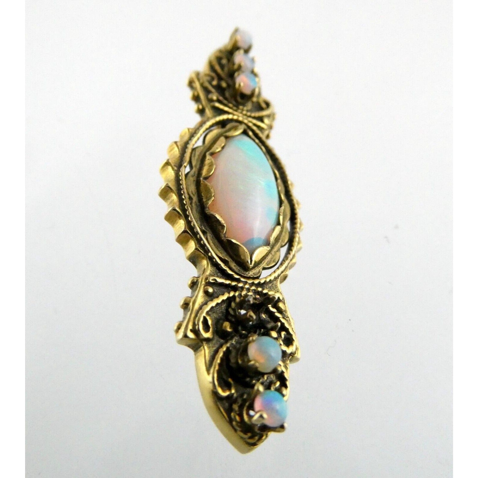 Antique 1920s 14k Yellow Gold Victorian Revival Opal Pin Brooch 6.2g 1 MISSING