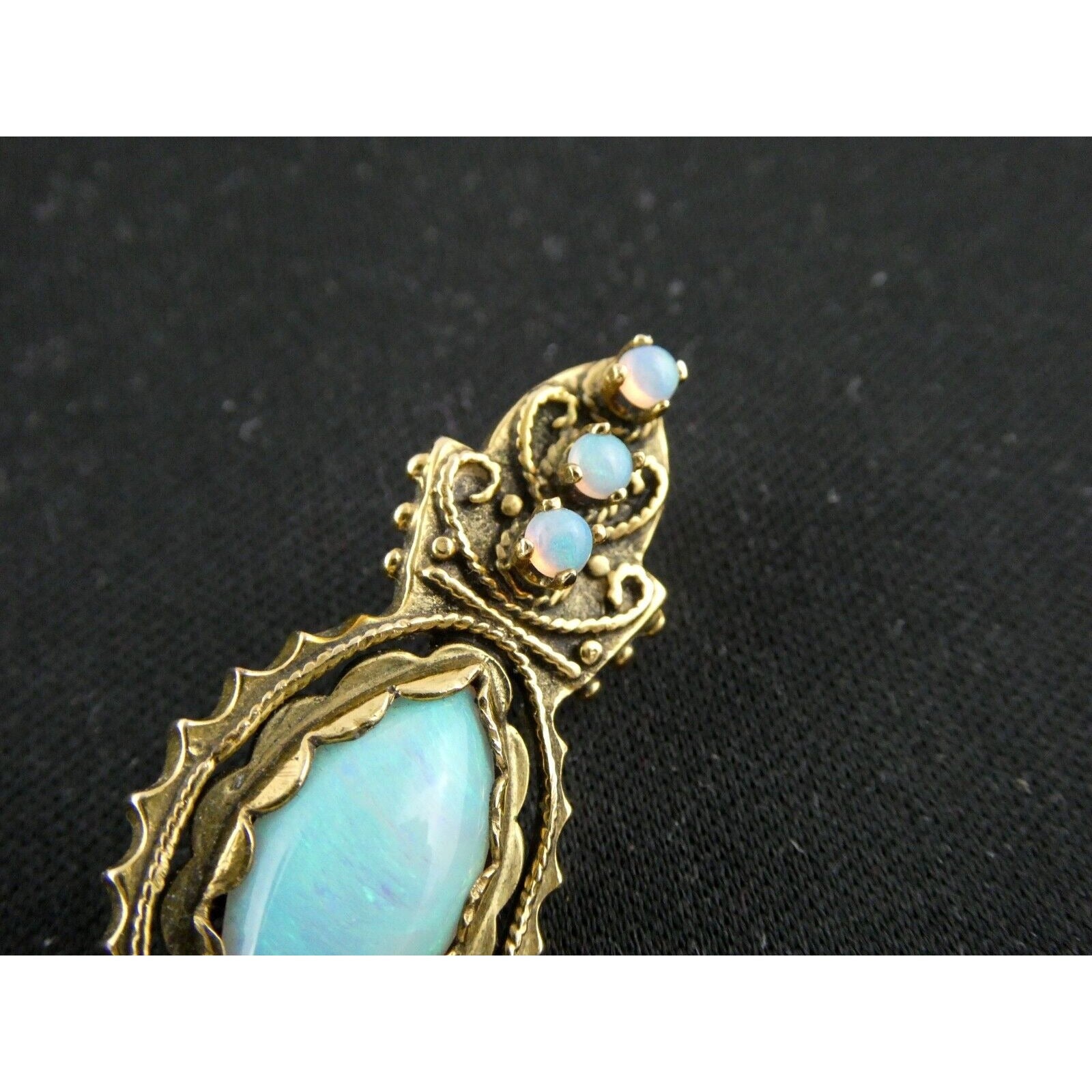 Antique 1920s 14k Yellow Gold Victorian Revival Opal Pin Brooch 6.2g 1 MISSING