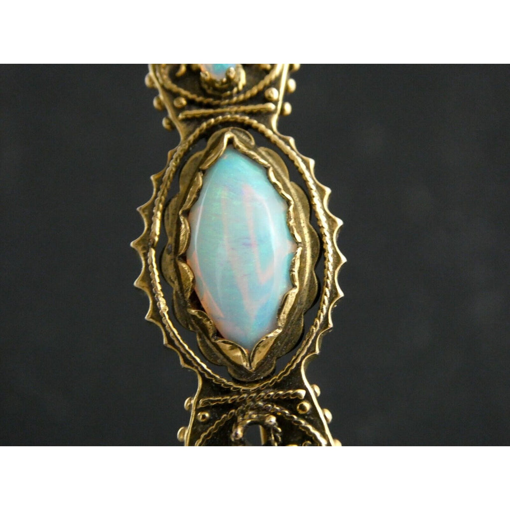 Antique 1920s 14k Yellow Gold Victorian Revival Opal Pin Brooch 6.2g 1 MISSING