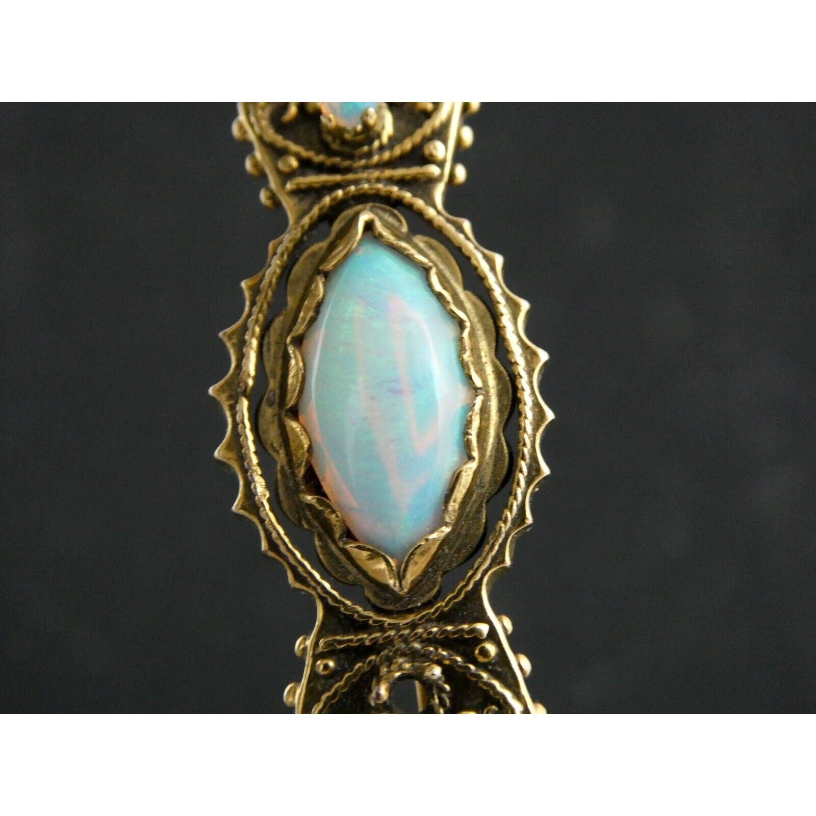 Antique 1920s 14k Yellow Gold Victorian Revival Opal Pin Brooch 6.2g 1 MISSING