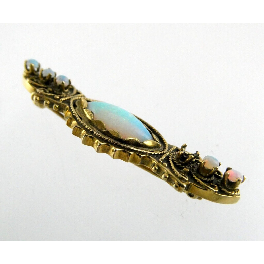 Antique 1920s 14k Yellow Gold Victorian Revival Opal Pin Brooch 6.2g 1 MISSING