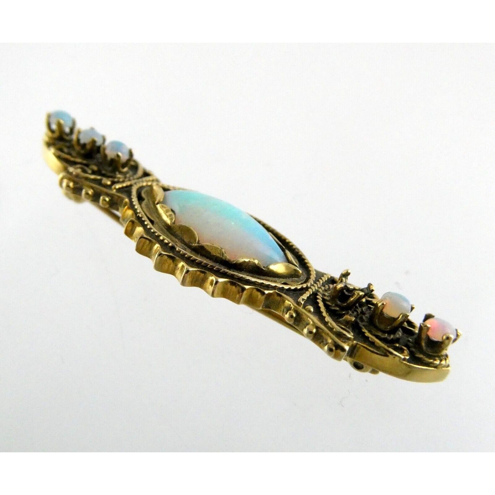 Antique 1920s 14k Yellow Gold Victorian Revival Opal Pin Brooch 6.2g 1 MISSING
