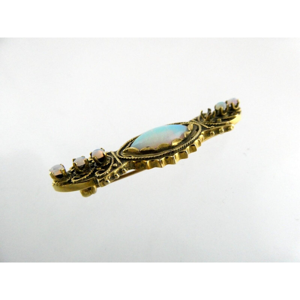 Antique 1920s 14k Yellow Gold Victorian Revival Opal Pin Brooch 6.2g 1 MISSING