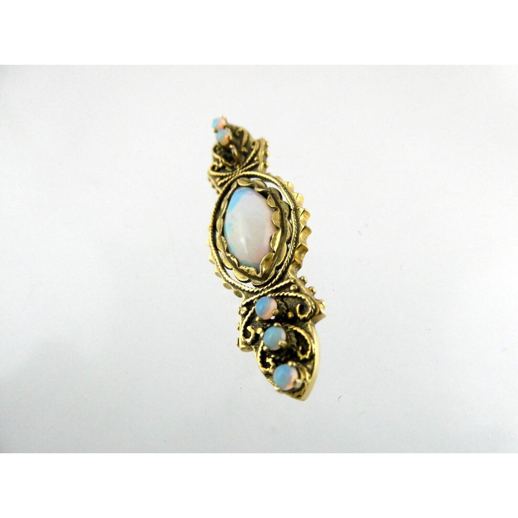 Antique 1920s 14k Yellow Gold Victorian Revival Opal Pin Brooch 6.2g 1 MISSING
