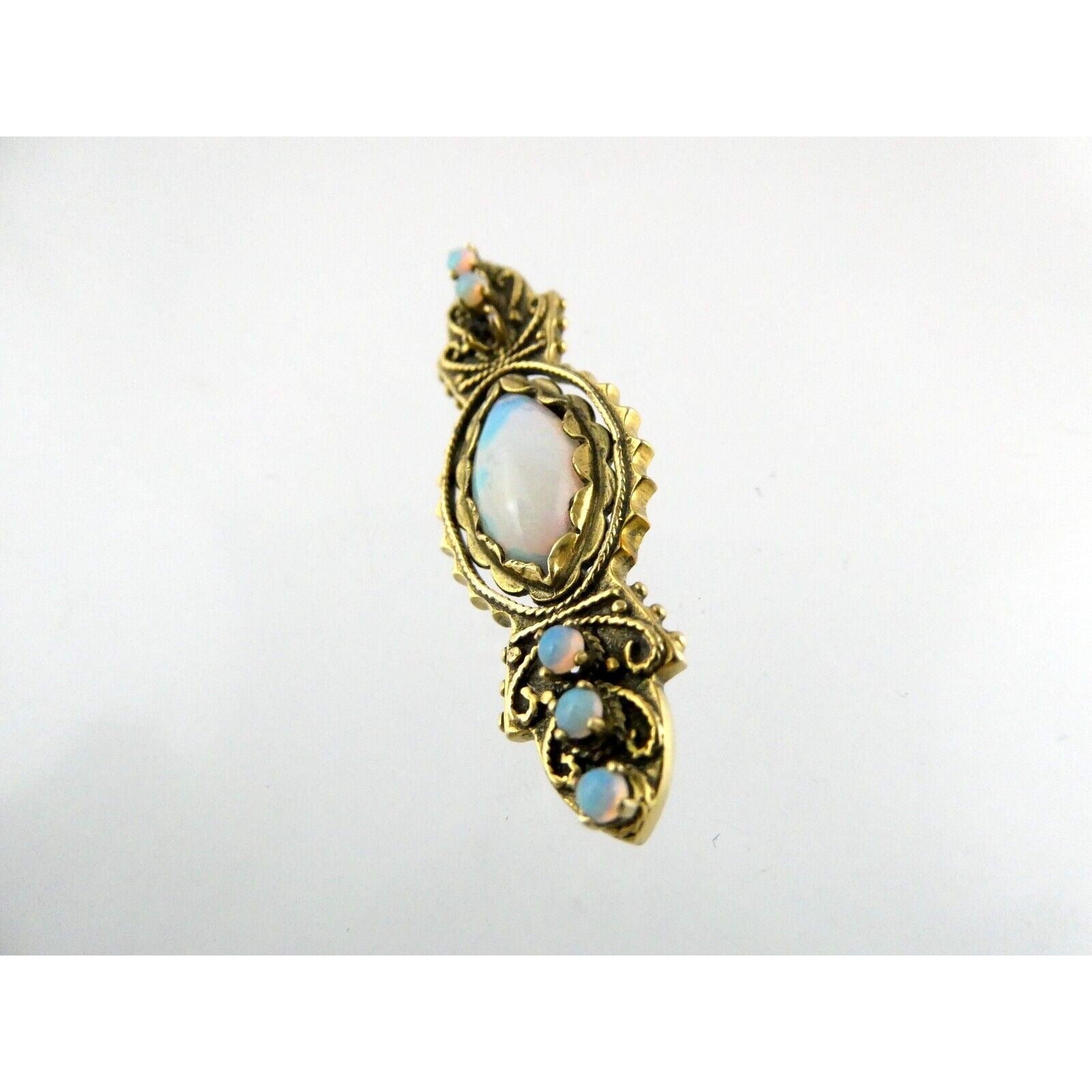 Antique 1920s 14k Yellow Gold Victorian Revival Opal Pin Brooch 6.2g 1 MISSING