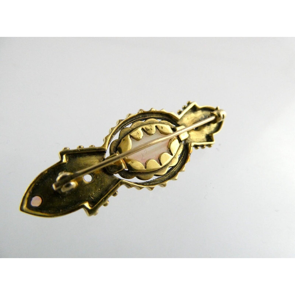 Antique 1920s 14k Yellow Gold Victorian Revival Opal Pin Brooch 6.2g 1 MISSING