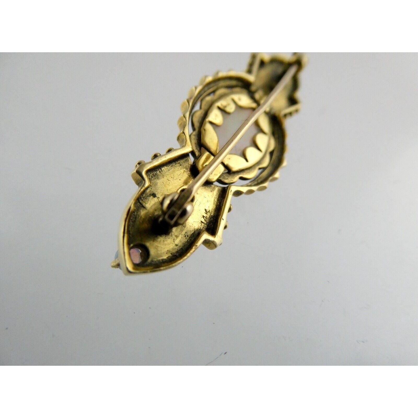 Antique 1920s 14k Yellow Gold Victorian Revival Opal Pin Brooch 6.2g 1 MISSING