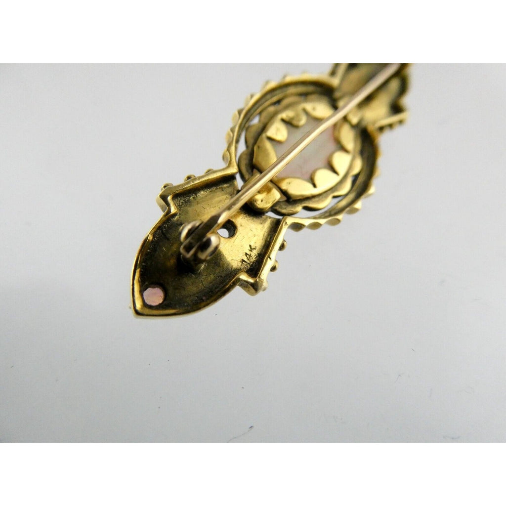 Antique 1920s 14k Yellow Gold Victorian Revival Opal Pin Brooch 6.2g 1 MISSING