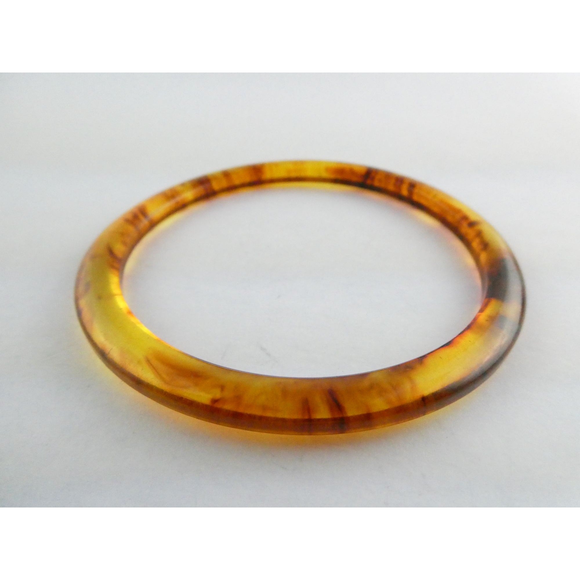 Vintage Bakelite Root Beer Color Bangle Bracelet 8 Inch Fit Swirled Brown Colors