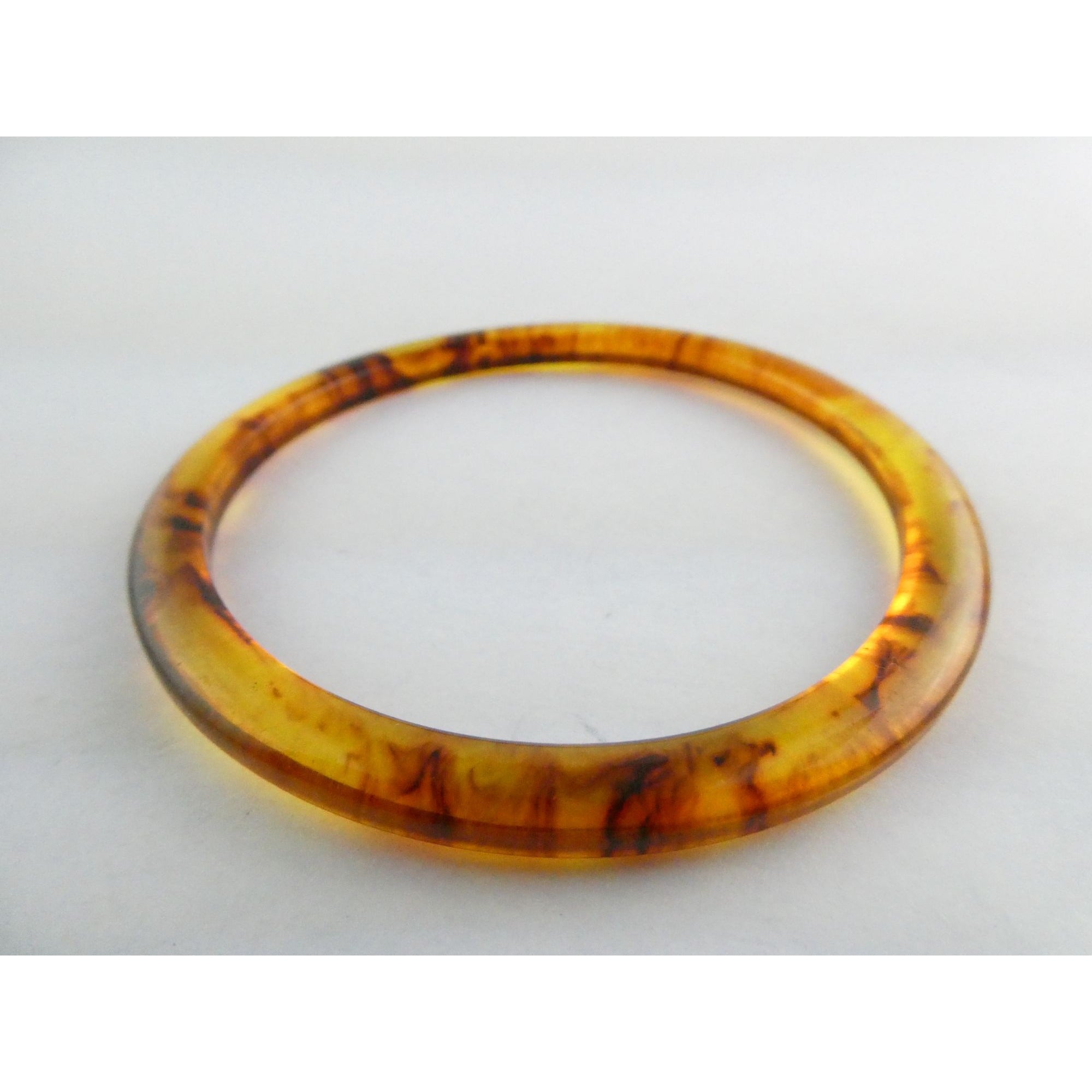 Vintage Bakelite Root Beer Color Bangle Bracelet 8 Inch Fit Swirled Brown Colors