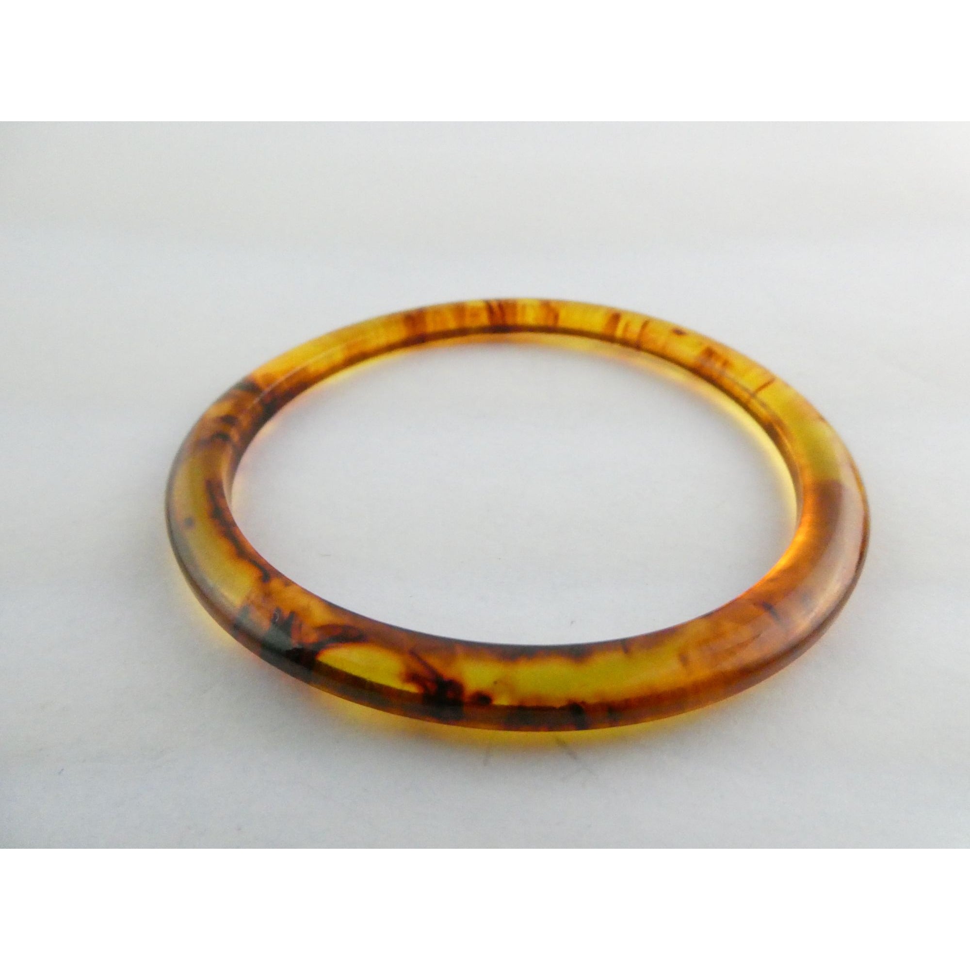 Vintage Bakelite Root Beer Color Bangle Bracelet 8 Inch Fit Swirled Brown Colors