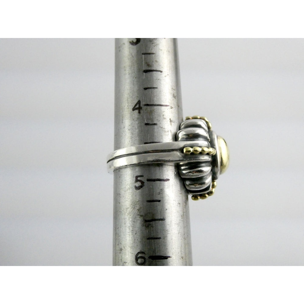 Lagos Caviar Sterling Silver 18K Gold Domed Beaded Design Ring Size 4.75 7.7g