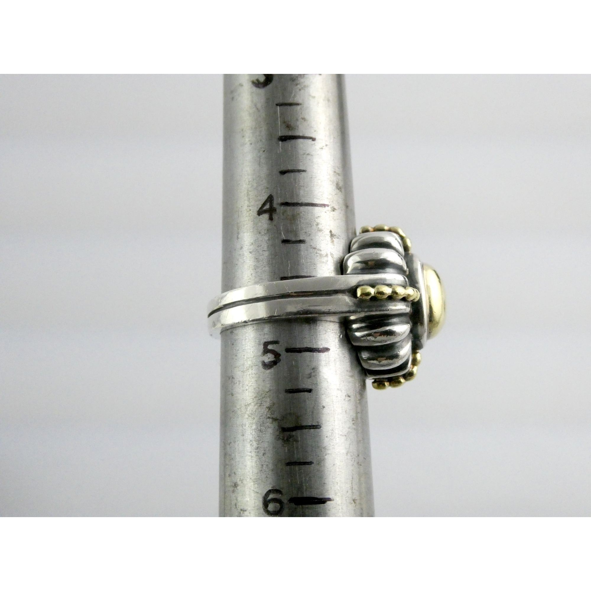 Lagos Caviar Sterling Silver 18K Gold Domed Beaded Design Ring Size 4.75 7.7g