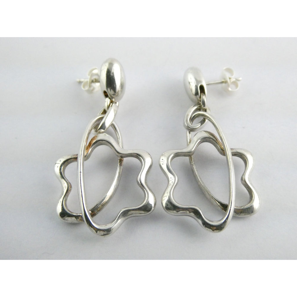 Montblanc Germany Sterling Silver NR Star Mobile Dangling Earrings 10g 40mm Long