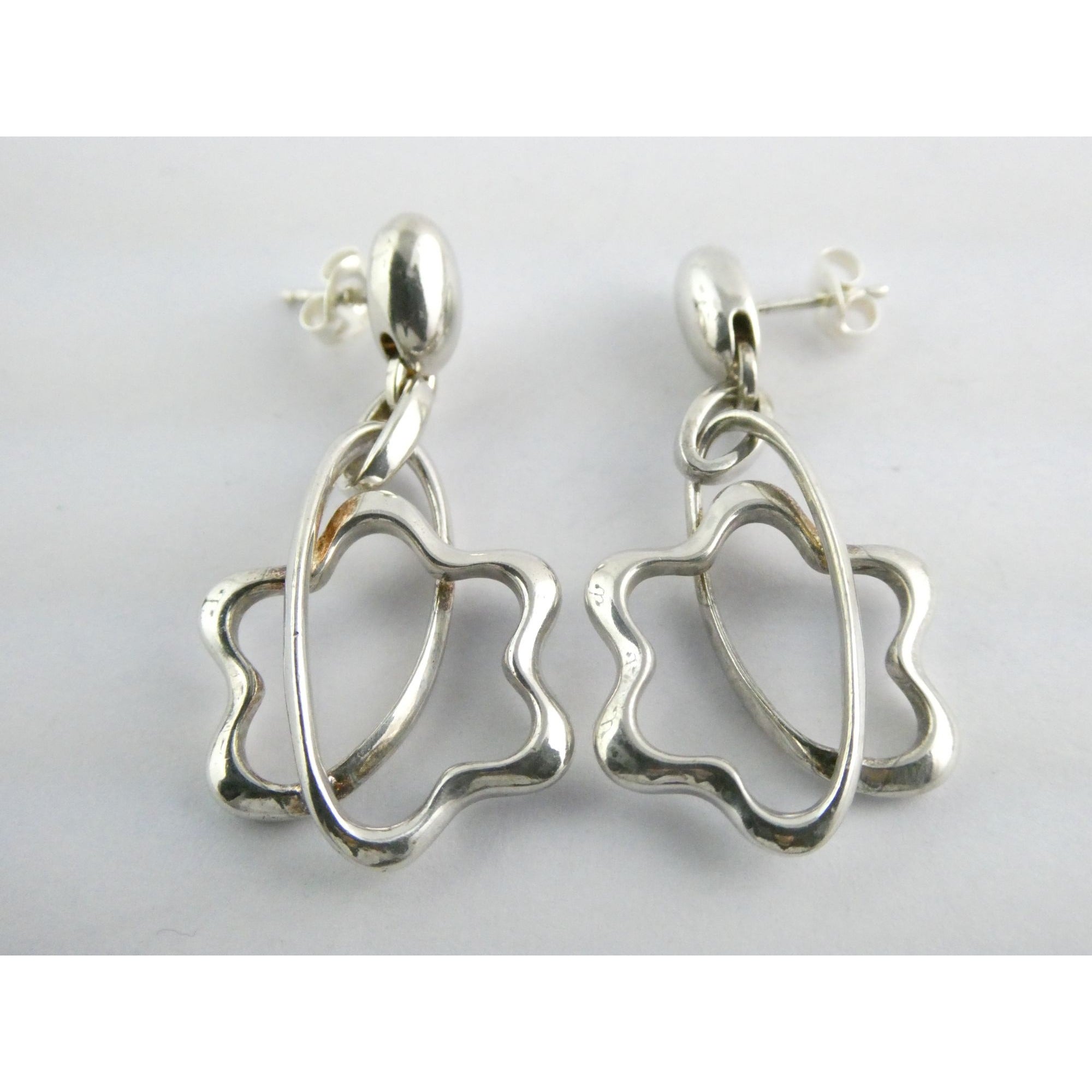 Montblanc Germany Sterling Silver NR Star Mobile Dangling Earrings 10g 40mm Long