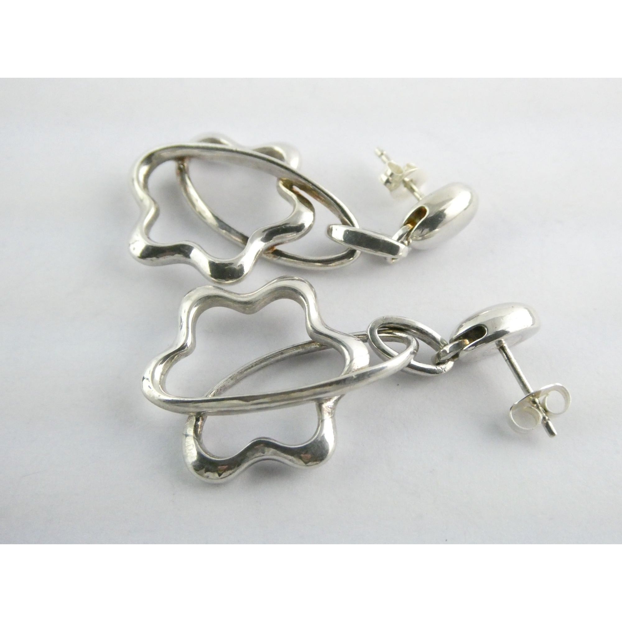 Montblanc Germany Sterling Silver NR Star Mobile Dangling Earrings 10g 40mm Long