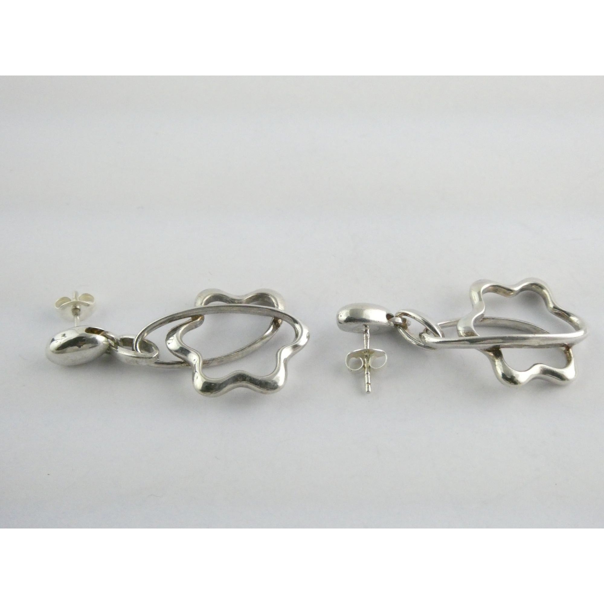 Montblanc Germany Sterling Silver NR Star Mobile Dangling Earrings 10g 40mm Long