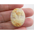Vintage Loose Hand Carved Pale Shell Cameo Helmeted Woman Facing Left 29mm x22mm