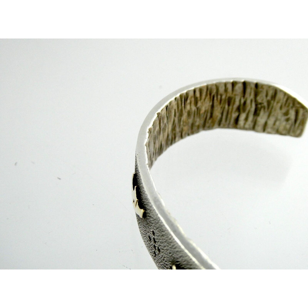 Kee Yazzie Sterling Silver and 14k Gold Petroglyph Cuff Bracelet NA Navajo 7 In